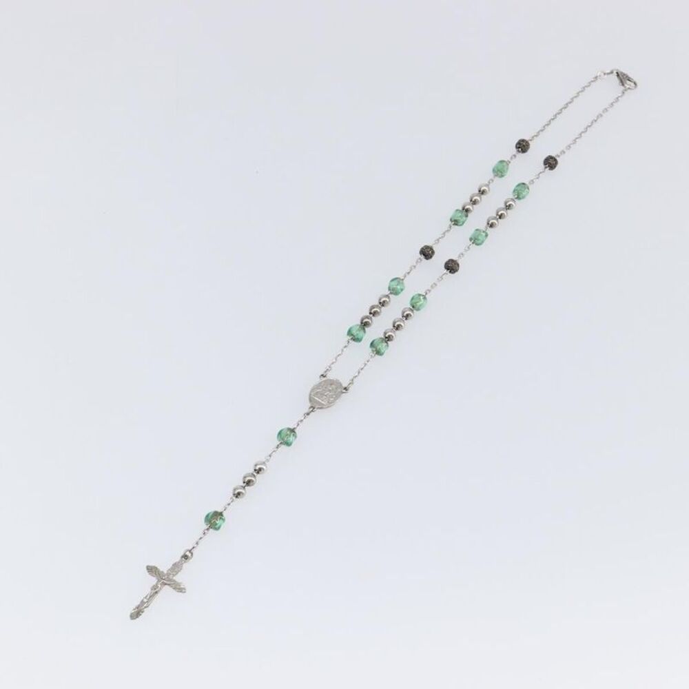 Dolce & Gabbana Cross Pendant Metal With Crystals, Enamel And Faux Pearls Silver